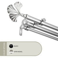 13/16 inch Maidenhair Triple Curtain Rod 28-48" - Satin Nickel