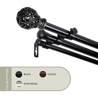 13/16 inch Cilla Triple Curtain Rod 120-170" - Black