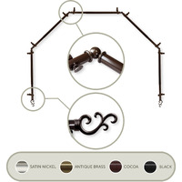Mosey 13/16 inch 5-Sided Bay Window Curtain Rod 28-48" - Cocoa