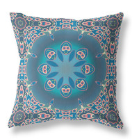 Jewel Circle Broadcloth Indoor Outdoor Pillow, Zippered, BluePink