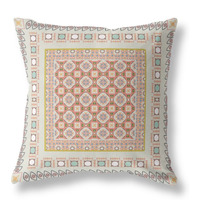 Floral Windows Broadcloth Indoor Outdoor Pillow, Zippered, OffWhiteOrange