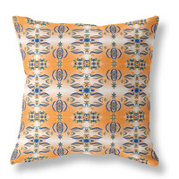 Flowers of Strength Broadcloth Indoor Outdoor Pillow, Zippered, OrangeGray