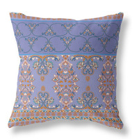 Nandini Flowers Broadcloth Indoor Outdoor Pillow, Zippered, PurpleBlue