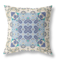 Rose Box Broadcloth Indoor Outdoor Pillow, Zippered, OffWhiteBlue