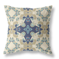 Rose Diamond Broadcloth Indoor Outdoor Pillow, Zippered, OffWhiteBlue