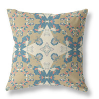 Divine Flowers Broadcloth Indoor Outdoor Pillow, Zippered, YellowGray