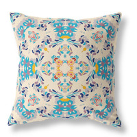 Earth and Heaven Broadcloth Indoor Outdoor Pillow, Zippered, OffWhiteBlue
