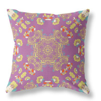 Rose Wreath Broadcloth Indoor Outdoor Pillow, Zippered, PurpleYellow