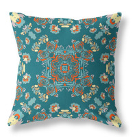 Rose Wreath Broadcloth Indoor Outdoor Pillow, Zippered, GreenRed