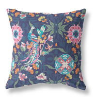 Everest Peacock Broadcloth Indoor Outdoor Pillow, Zippered, BluePink