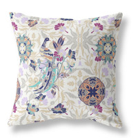 Everest Peacock Broadcloth Indoor Outdoor Pillow, Zippered, WhitePurple