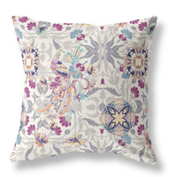 Everest Peacock Broadcloth Indoor Outdoor Pillow, Zippered, OffWhiteGray