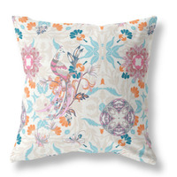 Everest Peacock Broadcloth Indoor Outdoor Pillow, Zippered, OffWhiteSkyBlue