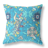 Everest Peacock Broadcloth Indoor Outdoor Pillow, Zippered, BlueTurq