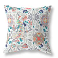 Everest Peacock Broadcloth Indoor Outdoor Pillow, Zippered, WhiteOrange