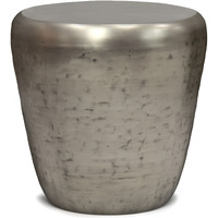 Garvy Industrial 20 inch Wide Metal Accent Side Table in Antique Silver, Fully Assembled