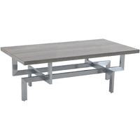 Illusion Gray Wood Coffee Table with Brushed Stainless Steel Base