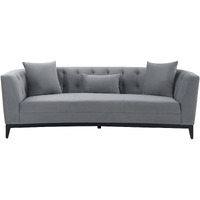 Melange Gray Velvet Sofa with Black Wood Base