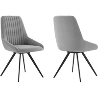 Alison Swivel Gray Velvet and Metal Dining Room Chairs - Set of 2