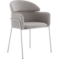 Portia Gray Velvet and Brushed Stainless Steel Dining Room Chairs - Set of 2