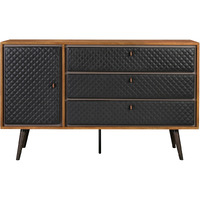 Coco Rustic Oak Wood and Faux Leather Dresser