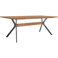 Nevada Rustic Oak Wood Trestle Base Dining Table in Balsamico
