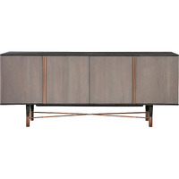 Turin Rustic Oak Wood Sideboard Cabinet with Copper Accent