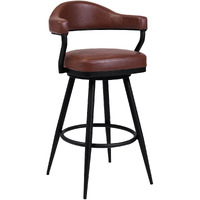 Justin 30" Bar Height Barstool in a Black Powder Coated Finish and Vintage Coffee Faux Leather