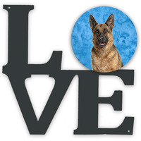 Blue German Shepherd Metal Wall Artwork LOVE KJ1225BUWALV