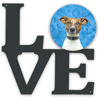 Blue Jack Russell Terrier Metal Wall Artwork LOVE KJ1226BUWALV
