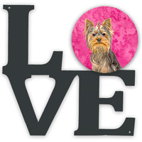 Pink Yorkie / Yorkshire Terrier Metal Wall Artwork LOVE KJ1227PKWALV
