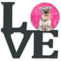 Pink Schnauzer Metal Wall Artwork LOVE KJ1229PKWALV