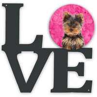 Pink Yorkie Puppy / Yorkshire Terrier Metal Wall Artwork LOVE KJ1230PKWALV