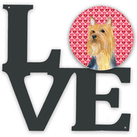 Silky Terrier Hearts Love and Valentine's Day Portrait Metal Wall Artwork LOVE LH9136WALV