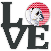 Bulldog English Hearts Love Valentine's Day Metal Wall Artwork LOVE LH9139WALV