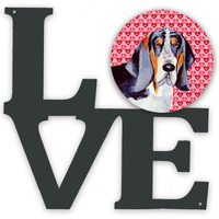 Basset Hound Hearts Love and Valentine's Day Portrait Metal Wall Artwork LOVE LH9147WALV