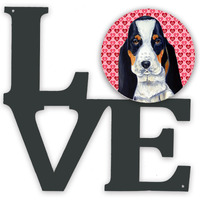Basset Hound Hearts Love and Valentine's Day Portrait Metal Wall Artwork LOVE LH9149WALV