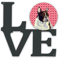 French Bulldog Hearts Love and Valentine's Day Portrait Metal Wall Artwork LOVE LH9157WALV
