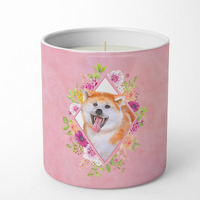 Akita Pink Flowers 10 oz Decorative Soy Candle CK4111CDL