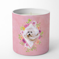 Bichon Fris? #1 Pink Flowers 10 oz Decorative Soy Candle CK4119CDL