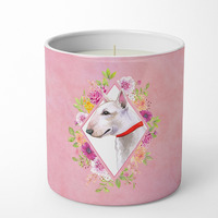 Bull Terrier Pink Flowers 10 oz Decorative Soy Candle CK4124CDL