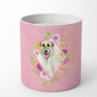 Irish Wolfhound Pink Flowers 10 oz Decorative Soy Candle CK4153CDL