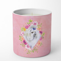 Maltese Pink Flowers 10 oz Decorative Soy Candle CK4159CDL