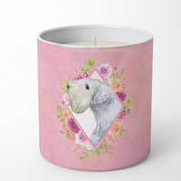 Sealyham Terrier Pink Flowers 10 oz Decorative Soy Candle CK4180CDL