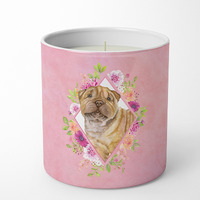 Shar Pei Pink Flowers 10 oz Decorative Soy Candle CK4181CDL