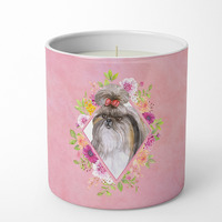Shih Tzu Pink Flowers 10 oz Decorative Soy Candle CK4184CDL