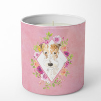 Fox Terrier Pink Flowers 10 oz Decorative Soy Candle CK4199CDL