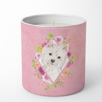 Westie  Pink Flowers 10 oz Decorative Soy Candle CK4203CDL