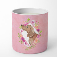 Dachshund Pink Flowers 10 oz Decorative Soy Candle CK4207CDL