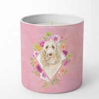 Spinone Italiano Pink Flowers 10 oz Decorative Soy Candle CK4209CDL